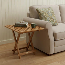 Load image into Gallery viewer, Solid Teak Wood Square Indoor Outdoor Folding End Table - Brown
