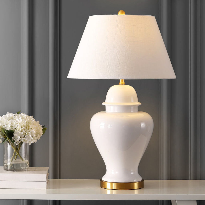 33" Urn Table Lamp With Empire Shade - White