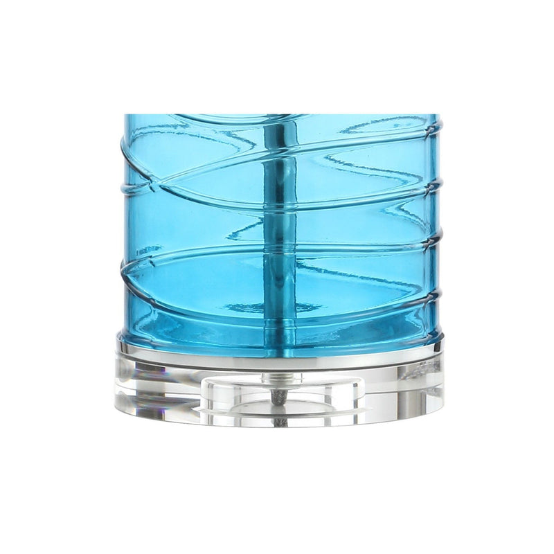 Novelty Table Lamps With Drum Shades (Set of 2) - Turquoise / Clear