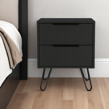 Load image into Gallery viewer, 17.7" x 13.7" x 22.4" Two Drawer Faux Wood Nightstand - Black
