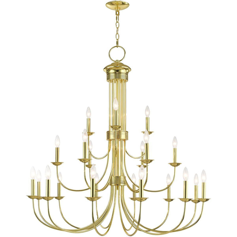 44" Multi Light Dimmable Chandelier With Shades - Brass