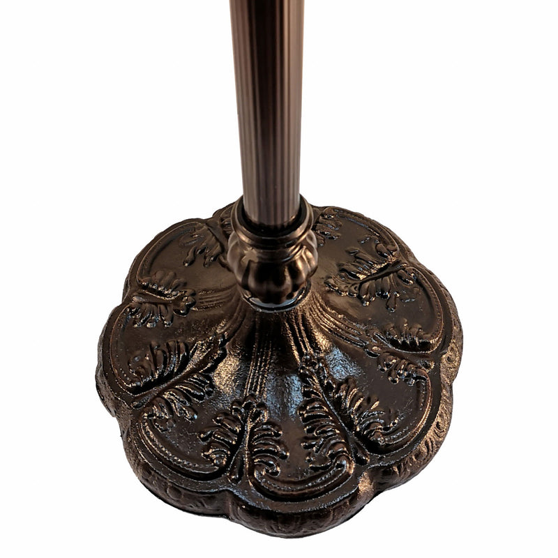 Traditional Shaped Floor Lamp With Green And Brown Tiffany Glass Bowl Shade - Brown