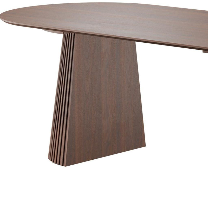 Wooden Double Pedestal Base Oval Dining Table - Walnut