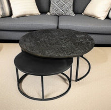 Load image into Gallery viewer, Iron Round Frame Nested Coffee Tables (Set of 2) - Gray
