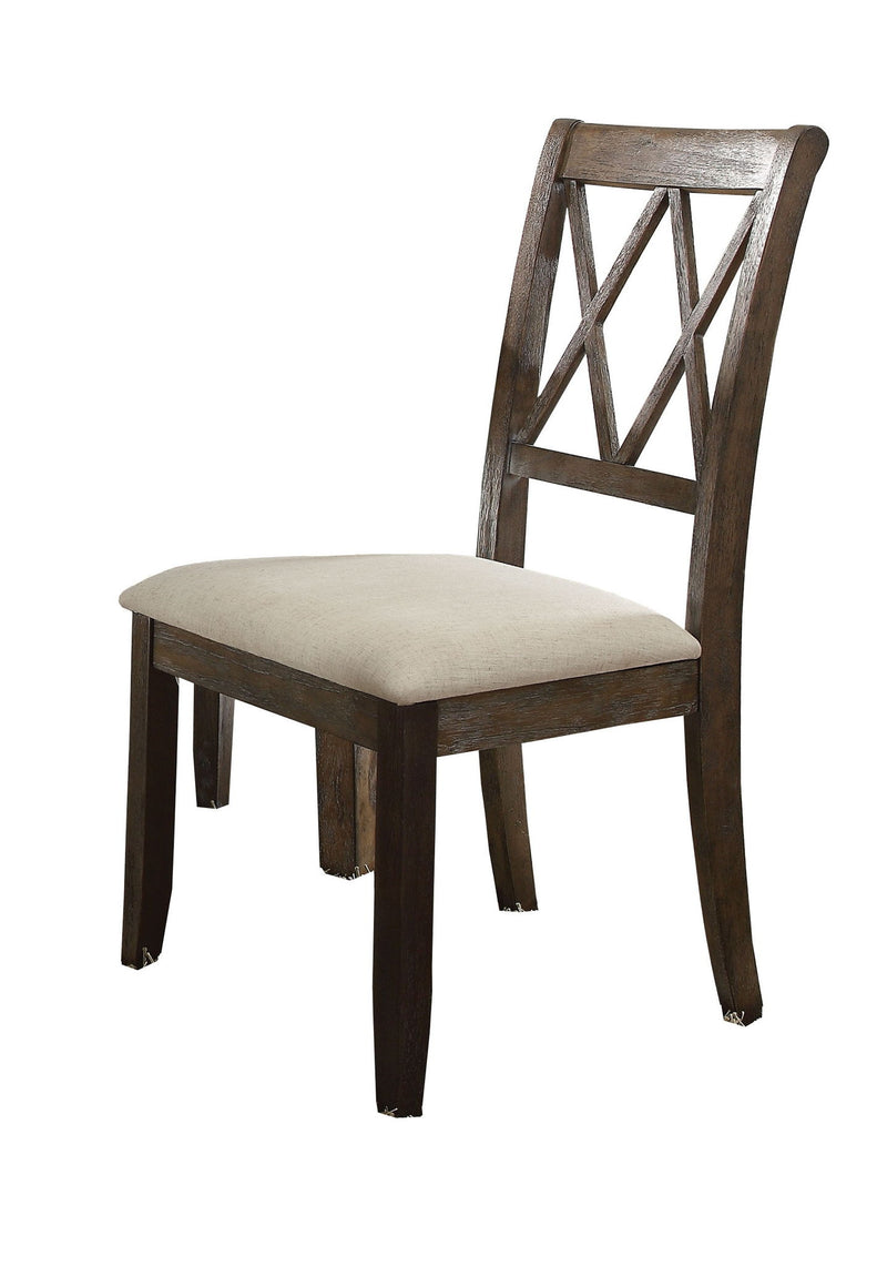 Upholstered Linen Open Back Dining Side Chairs (Set of 2) - Beige / Brown
