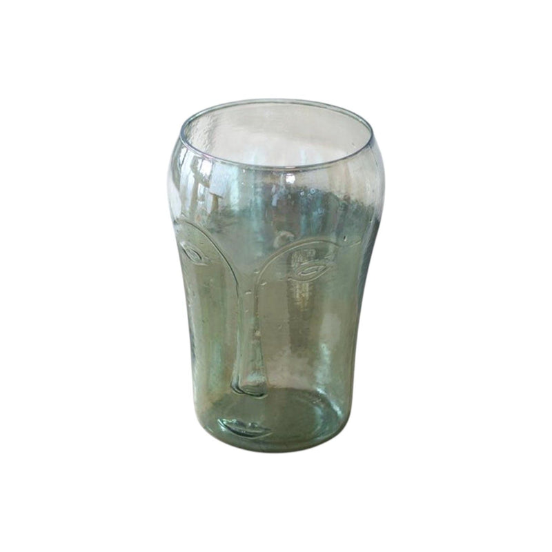 Modern Abstract Faces Table Vases (Set of 2) - Light Green