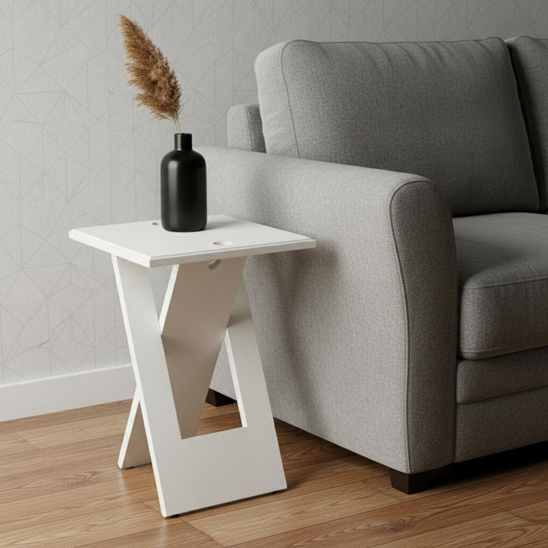Solid Wood Square Folding End Table - White