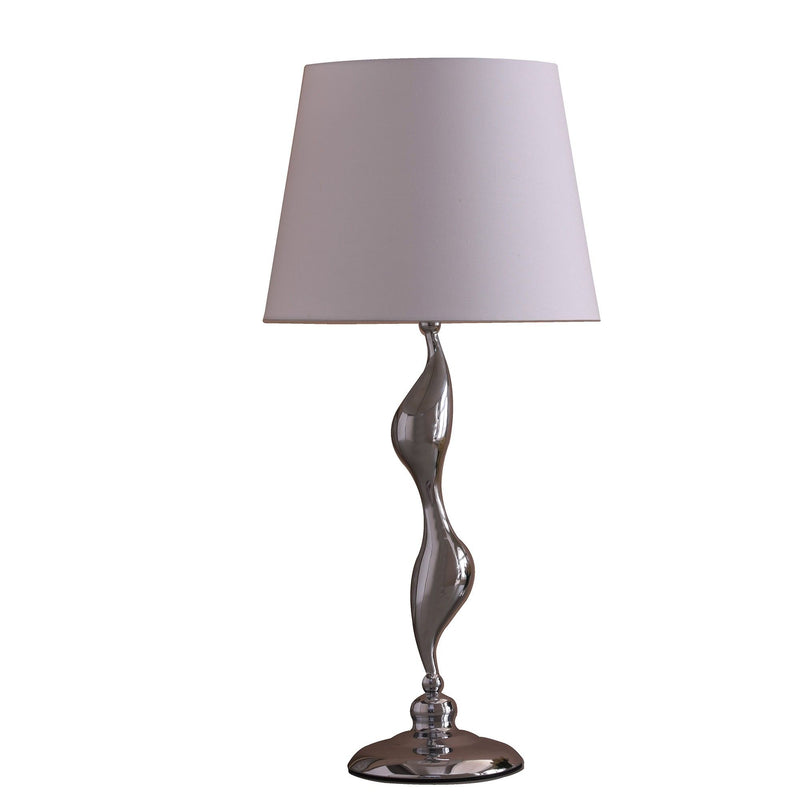 24" x 12" x 12" Bedside Table Lamp With White Empire Shade - Silver