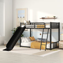 Load image into Gallery viewer, Metal Bunk Bed with Slide, Twin over Twin, Black
