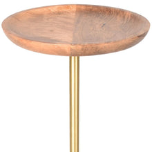 Load image into Gallery viewer, Solid Wood Aluminum Round Pedestal End Table - Brown / Gold
