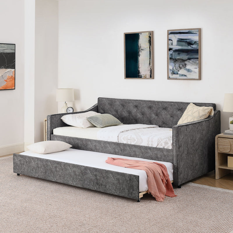 Daybed With Pop Up Trundle And USB Charging Armrest