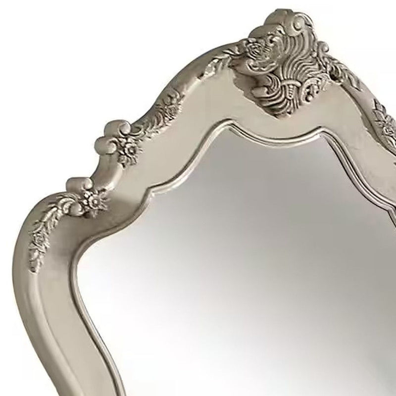 48" Abstract Framed Mounted Dresser Mirror - White