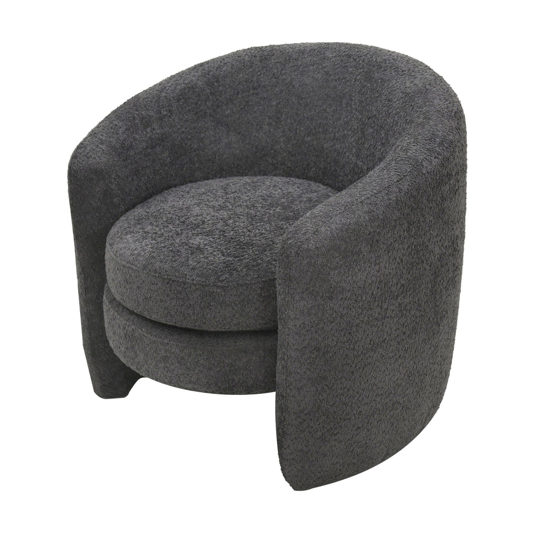 Affinity Modern Curved Back Upholstered Accent Chair With Soft Cozy Boucle Fabric - Dark Gray