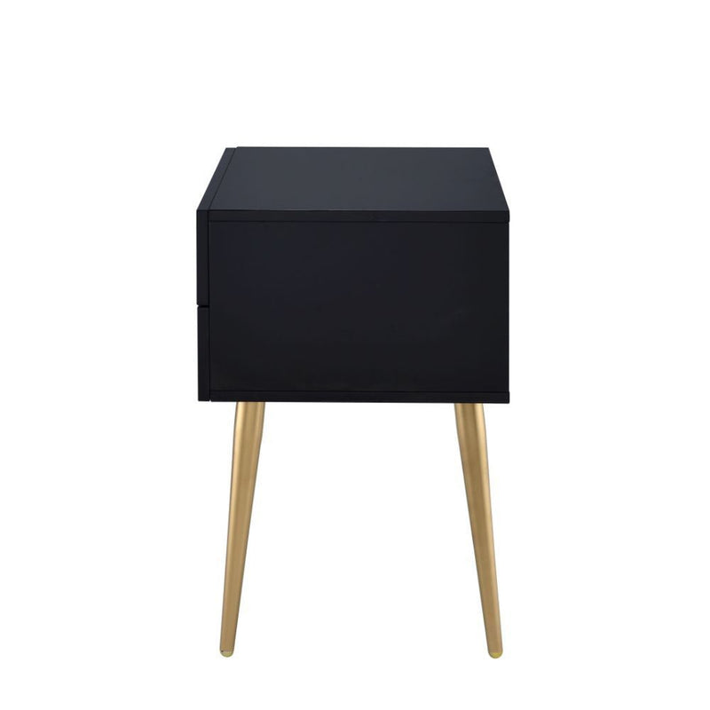 End Table With Two Drawers - Black And Gold
