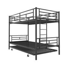 Load image into Gallery viewer, Bunk Bed Twin over Twin with Trundle Black,CPC Certified,No Box Spring Needed,Heavy Duty,Easy to assemble
