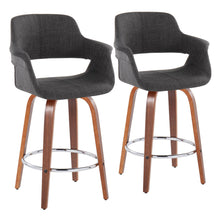 Load image into Gallery viewer, Vintage Flair - Mid-Century Modern Fixed Height Counter Stool With Swivel With Round Footrest (Set of 2)
