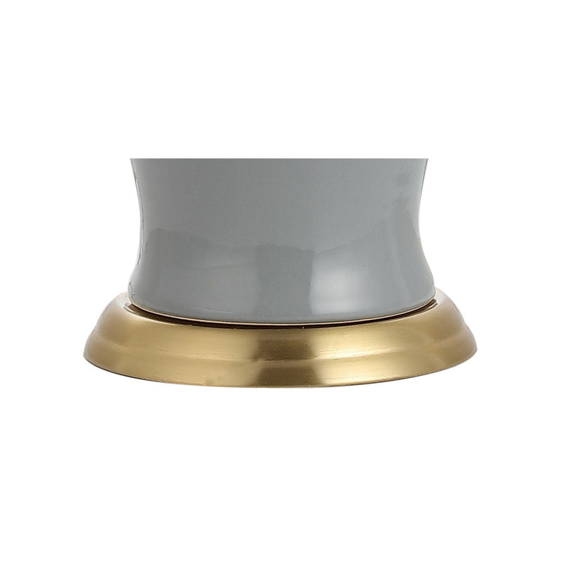 Urn Bedside Lamp With Drum Shade - Gray / Gold / White