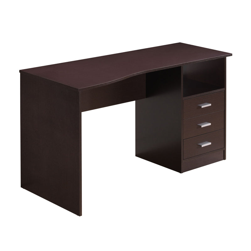 Pedestal Computer Desk With Three Drawers - Brown