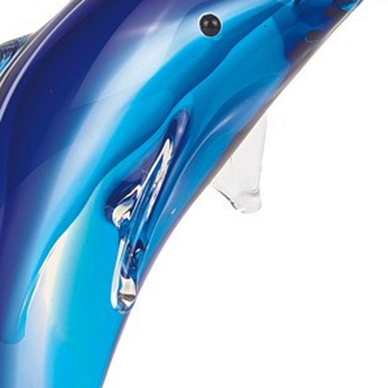 Murano Dolphin Figurine Tabletop Sculpture (390104) - Blue