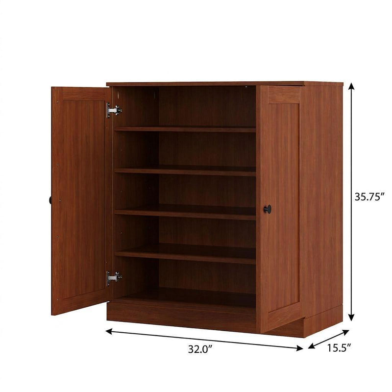 Twenty Pair Solid Woodshoe Storage Cabinet (752345) - Coffee