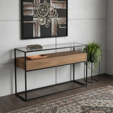 Load image into Gallery viewer, Glass Frame Console Table With Storage With Storage - Clear / Black
