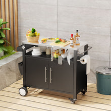 Load image into Gallery viewer, Outdoor Grill Cart With Storage, Rolling Bar Cart With Hooks And Spice Rack Stainless Steel
