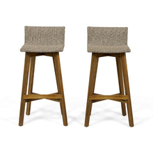 Load image into Gallery viewer, Equinox - Outdoor Barstool With Rattan Wicker Top And X Stretcher Frame (Set of 2)
