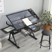 Load image into Gallery viewer, Adjustable Tempered Glass Drafting Printing Table With Chair
