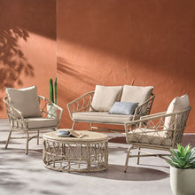 Load image into Gallery viewer, Bruce - Boho Inspired 4 Pieces Chat Set With Water Resistant Cushions - Brown
