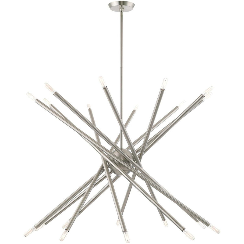 37" Multi Light Dimmable Chandelier With Shades - Nickel