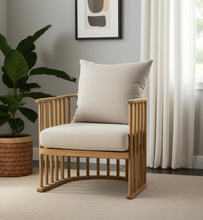 Load image into Gallery viewer, Upholstery Solid Wood Barrel Chair - Beige
