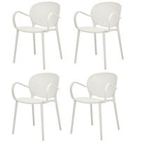 Load image into Gallery viewer, Heavy Duty Plastic Partially Open Back Dining Arm Chairs (Set of 4) - White
