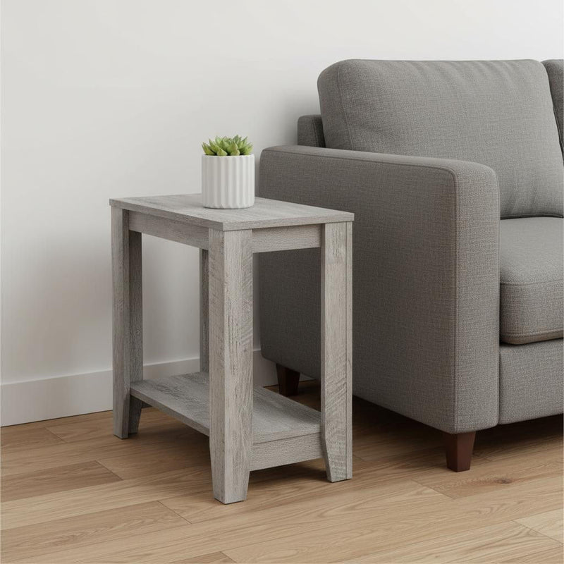 22" Wood End Table With Shelf - Gray
