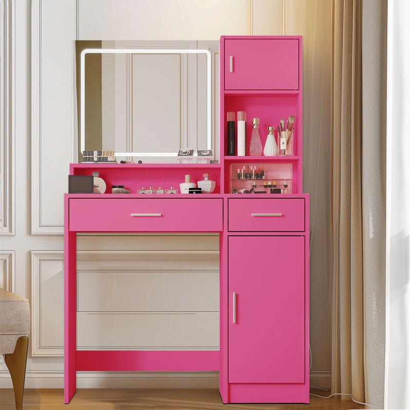 Wood Lighted Two Drawer Dresser - Pink