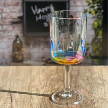 Load image into Gallery viewer, Leadingware Rainbow Diamond Plastic Wine Glasses (Set of 4), Unbreakable Bpa Free Acrylic, 16Oz - Clear
