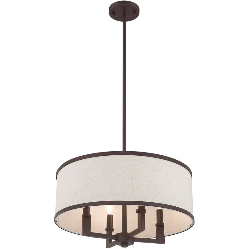 18" Four Light Metal Dimmable Chandelier With Shades - Bronze