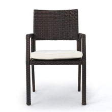 Load image into Gallery viewer, Outdoor Wicker Dining Chair With Water Resistant Cushions (Set of 2) - White / Brown

