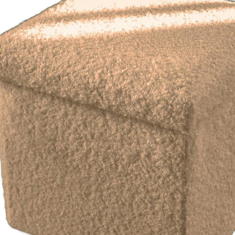 12" Boucle Cube Storage Ottoman - Taupe