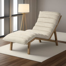 Load image into Gallery viewer, Fabric Tufted Lounge Chair - Cream And Wood Brown
