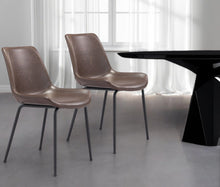 Load image into Gallery viewer, Faux Leather Dining Side Chairs (Set of 2) - Brown
