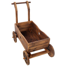 Load image into Gallery viewer, Wooden Wagon Planter Box Mobile Garden Planter With Wheels Handle Drain Hole Wood - Brown

