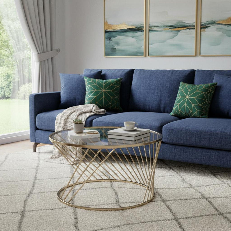 Glass And Metal Round Coffee Table - Champagne And Clear