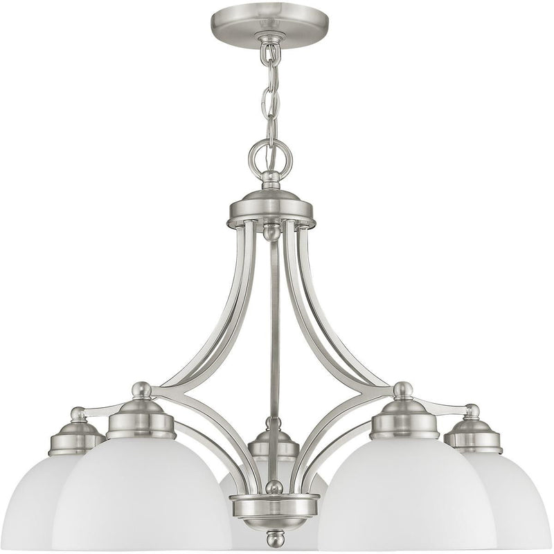 18" Five-Light Dimmable Chandelier With Shades - Nickel