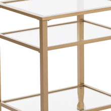 Load image into Gallery viewer, Glass Iron Rectangular End Table With Two Shelves - Gold
