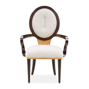 Camellia Field - Dining Arm Chair (Set of 2) - Linen / Warm Pecan