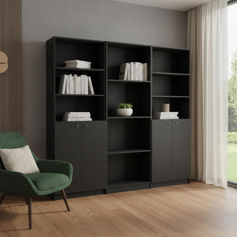 Five Tier Bookcase With Four doors (546352) - Black