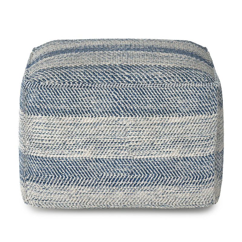18" Cotton Pouf Ottoman - Blue