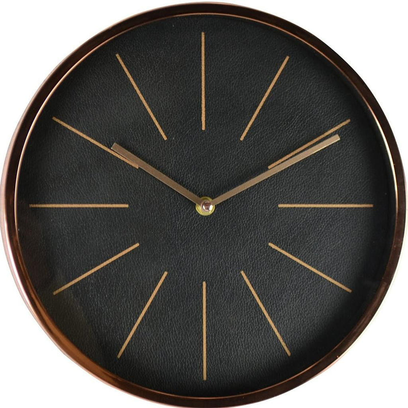 Heavy Duty Plastic Silent Analog Round Wall Clock - Black / Rose Gold