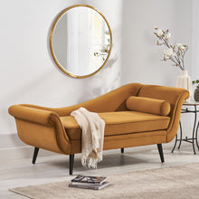Load image into Gallery viewer, Auroral - Velvet Upholstered Chaise Lounge With Scrolled Arms And Tapered Legs
