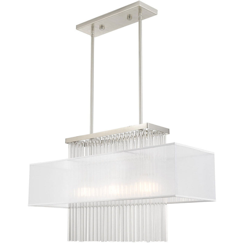 26" Three Light Dimmable Chandelier With Shades - Nickel